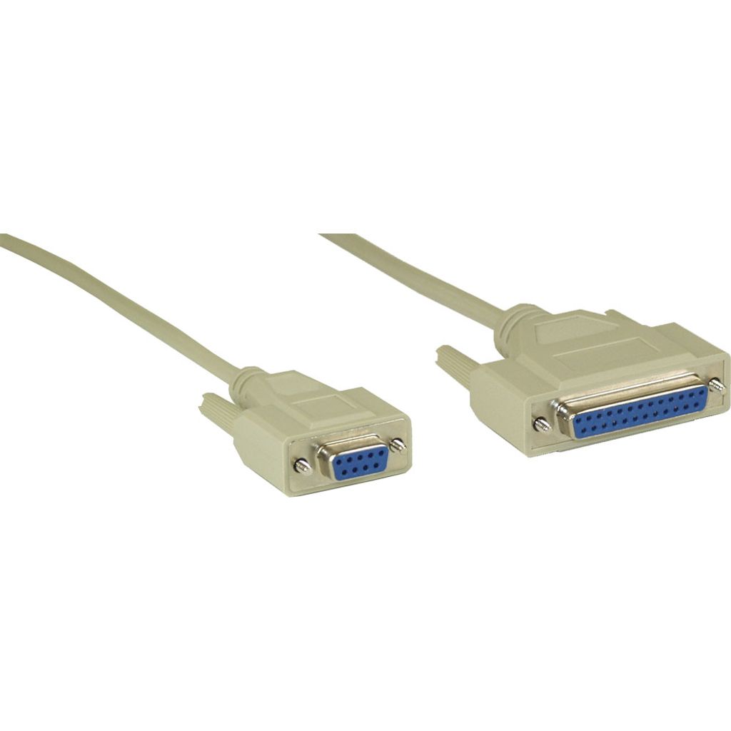 InLine Nullmodemkabel, 9pol Buchse zu 25pol Buchse, 2m, Beige, 2 m, DB-9, DB-25, 158 mm, 230 mm