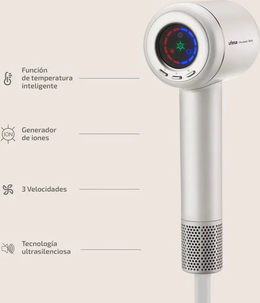 Sèche-cheveux ionique UFESA PRO IONIC-TECH blanc pour brushing doux - 4
