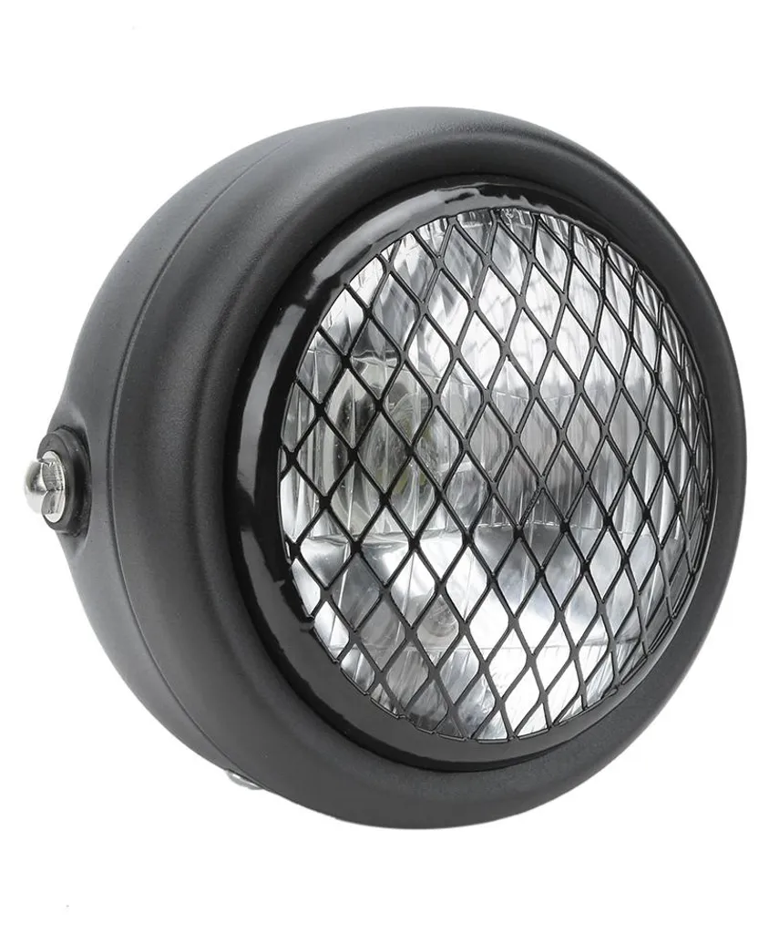 Phare Moto Étanche 12V Boîtier Noir Robuste pour Café Racer et Scrambler
