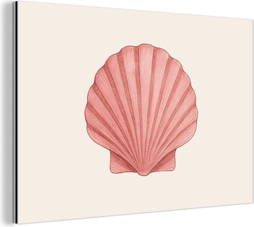 MuchoWow Wanddekoration Metall Metallbild Wandkunst 90x60 cm Muschel - Rosa - Gerippt MuchoWow Aluminium Gemälde - Wandbilder