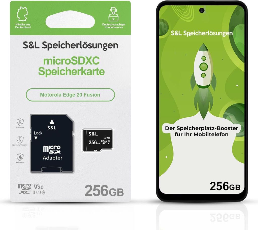 microSD Speicherkarte S&L für Motorola Edge 20 Fusion - Speicherkapazität: 256 GB