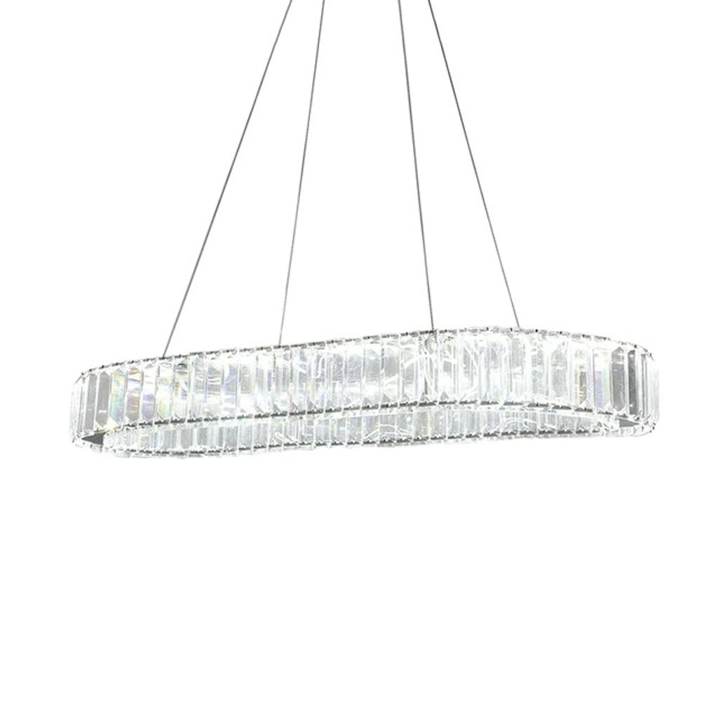Kristall Kronleuchter, LED Beleuchtung, Fernbedienung, L70cm Oval, dimmbar mit Fernbedienung