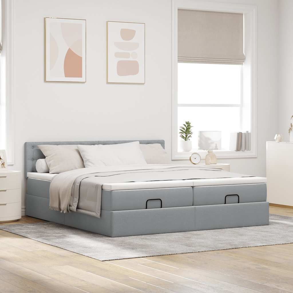 "Winter Sale" Ottoman-Bett mit Matratzen Hellgrau 160x200cm Stoff - clorisNeu164495 - Klassische BettenJugendbett Tagesbett