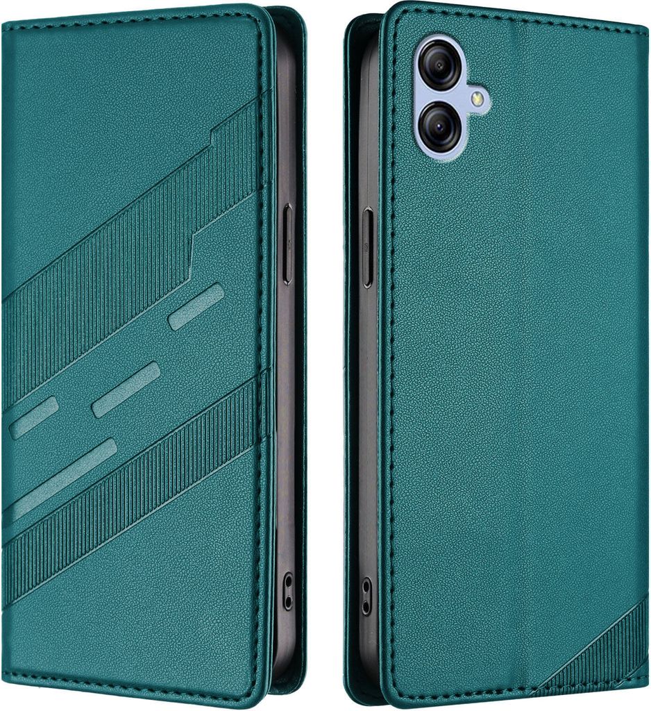 Hülle für Samsung Galaxy A04E / M04, Kunstleder Brieftaschen Handyhülle mit Kartenfach und Standfunktion Grün