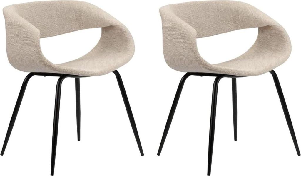 2er-Set Polsterstühle Wal - Beige