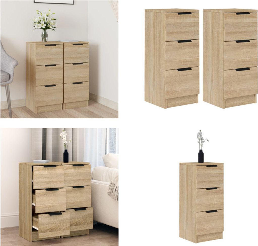 vidaXL Sideboards 2 Stk. Sonoma Eiche 30x30x70 cm Holzwerkstoff - Sideboard - Sideboards - Schrank - Sideboard-Schrank