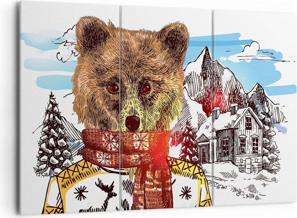 Bild auf Leinwand - Leinwandbild - Bär Berge Kinder Winter Produktbild 
