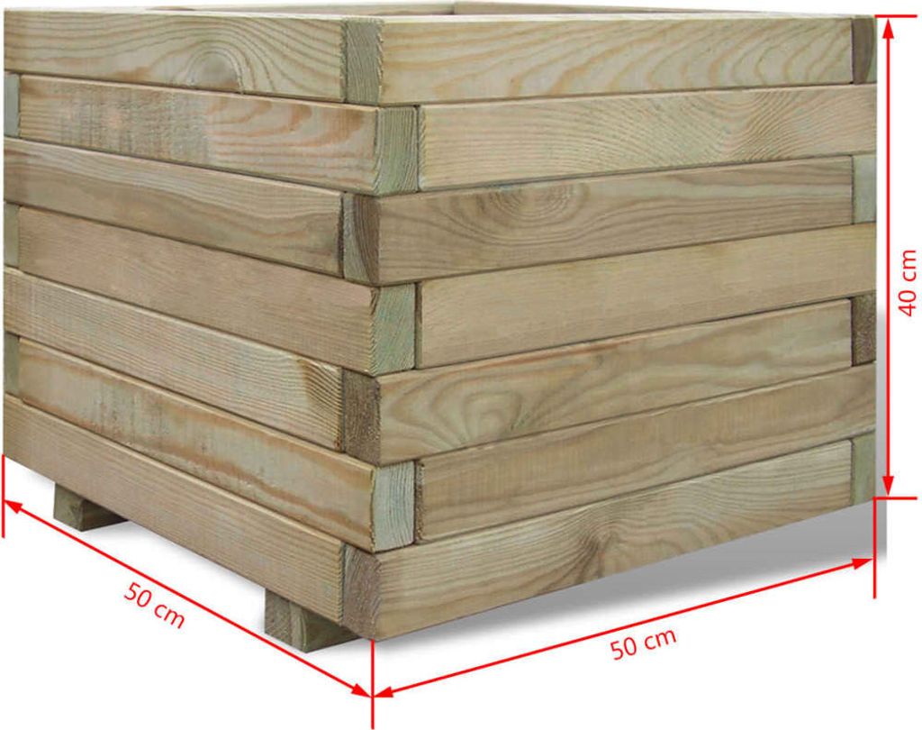 vidaXL Hochbeet 50x50x40 cm Holz Quadratisch Produktbild 3