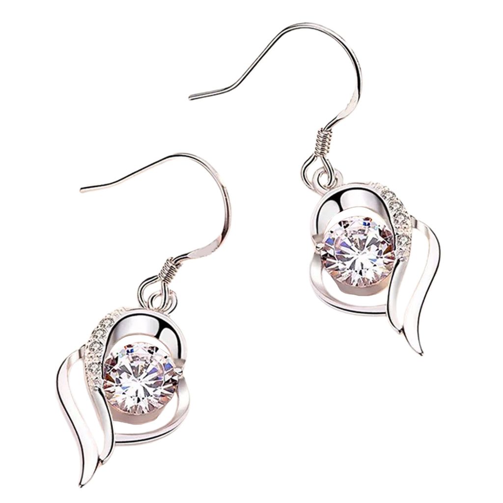 1 Paar Haken-Ohrringe, aushöhlen, herzförmig, Schmuck, galvanisiert, langlebig, Tropfen-Ohrringe für Hochzeit-Weiß