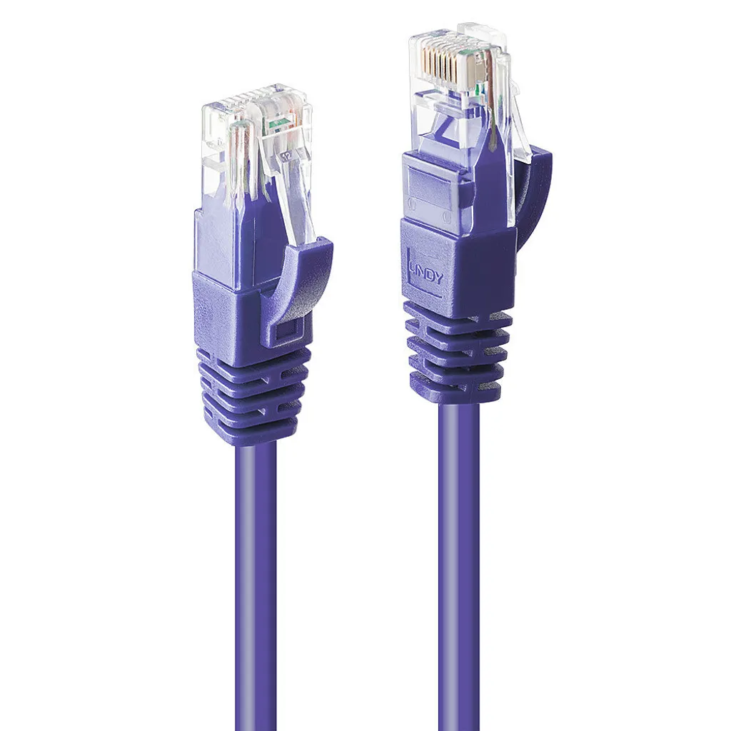 Lindy Cat6 U/UTP Cavo Ethernet Viola 1m | Design Snagless e Oro