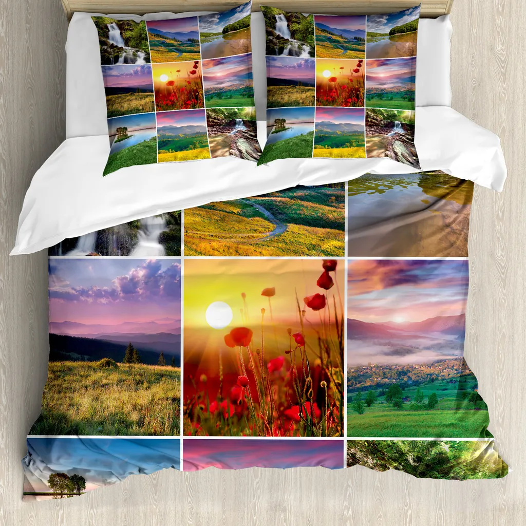 Copripiumino Artistico ABAKUHAUS 155x220 Landscape Rosso e Verde