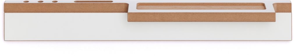 A product shot of a white and brown storage tray.