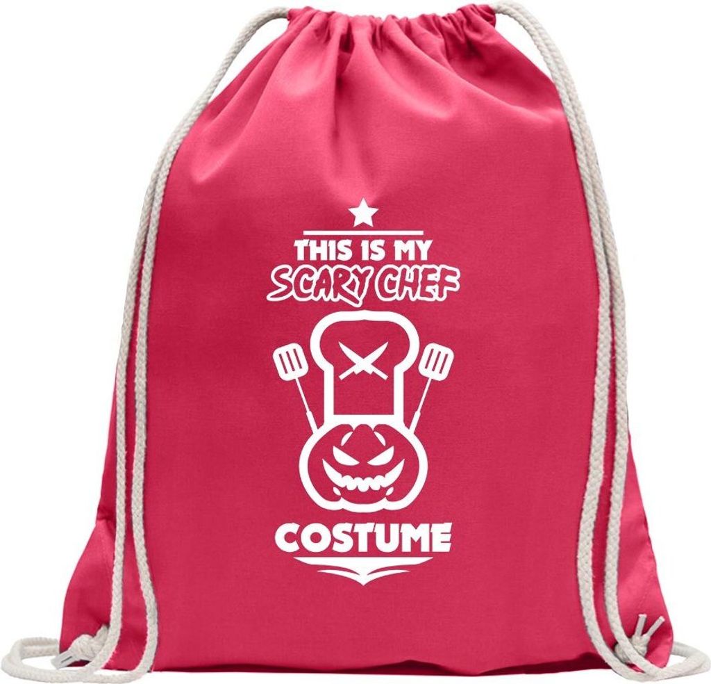 Kiwistar - Turnbeutel - pink - This is My Scary Chef Costume - Fun Rucksack Sport Beutel Gymsack Baumwolle mit Ziehgurt