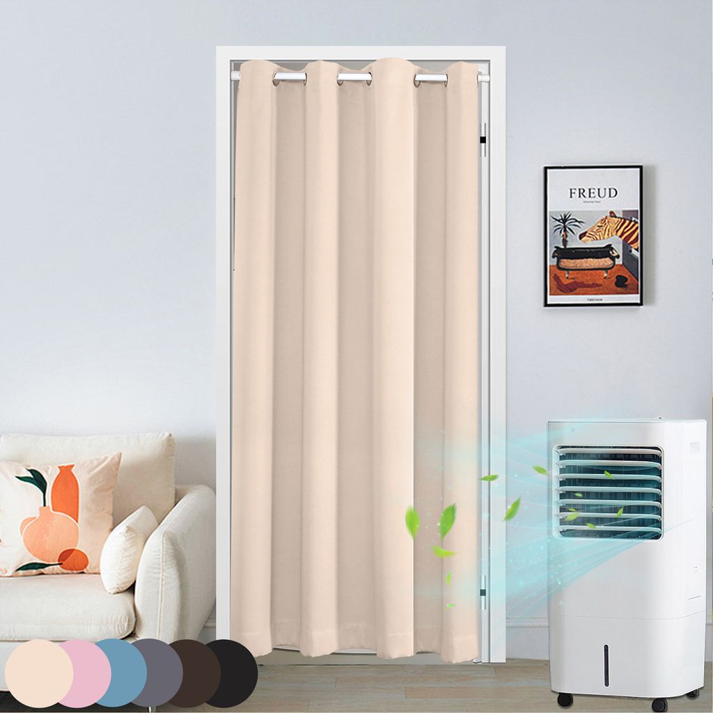Türvorhang Blickdicht Thermo Ösen Vorhang Kälteschutz Gardine Raumteiler-Vorhänge Wohnzimmer Kinderzimmer 1 Stück Beige 86x203cm