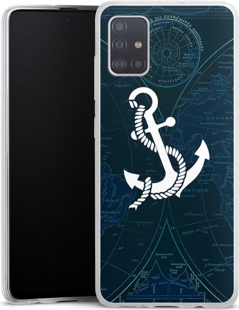 DeinDesign Slim Hülle für Samsung Galaxy A51 Silikon Case Ultra Dünn Handyhülle Anker Landkarte Segeln