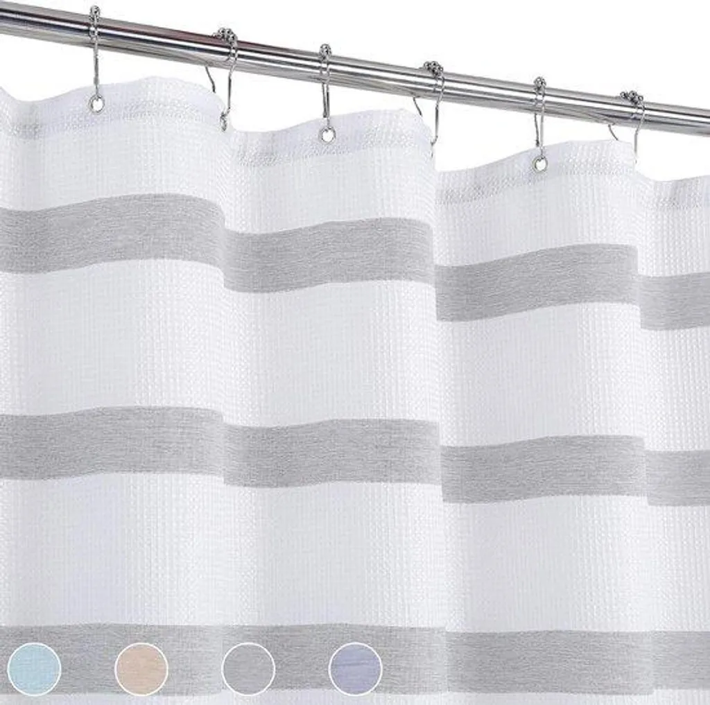 Rideau de douche gris gaufré 85 x 183 cm hydrofuge pour petite douche