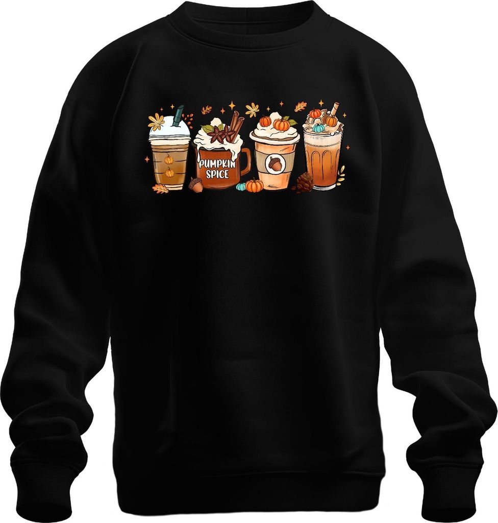 Pumpkin Spice Kürbis Latte Herbst Kaffee Kürbisgewürz Zimtstangen Uni Sweatshirt Pullover, Schwarz, XL