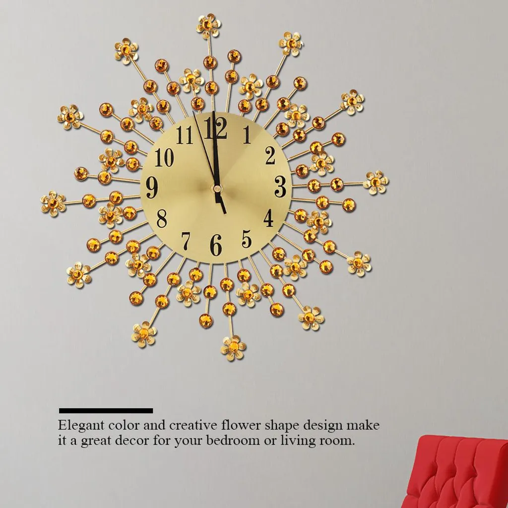 Horloge murale silencieuse fleur en fer pour décorer sans bruit 60cm