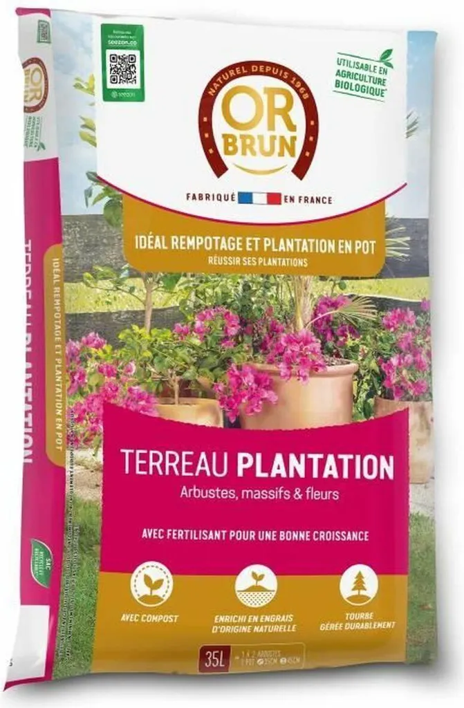 Terreau riche 35 L ODER BRAUN - Substrat haute rétention d'eau OBRTPLAN35N