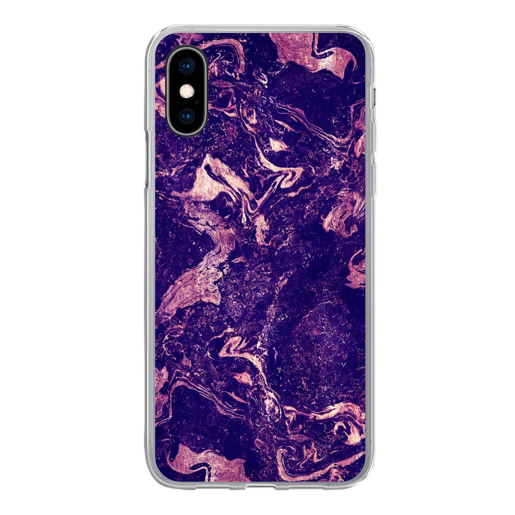 MuchoWow Handyhülle Schutzhülle Hülle für iPhone X Marmor - Naturstein - Mineralien Silikon Softcase Handy Hülle - Handyhülle