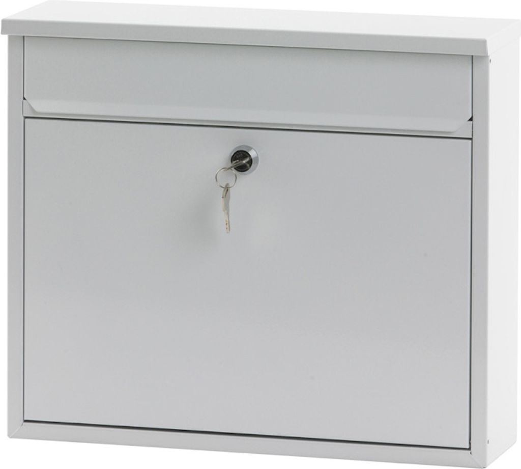 Wandbriefkasten Granadan aus Stahl mit Einwurfsklappe | HxBxT 31,5x36x11cm | Einwurföffnung 32x4cm | Weiß