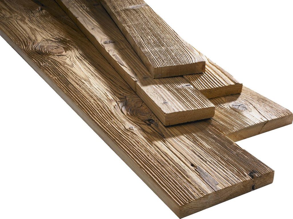 Several wooden planks are arranged diagonally on a white background.