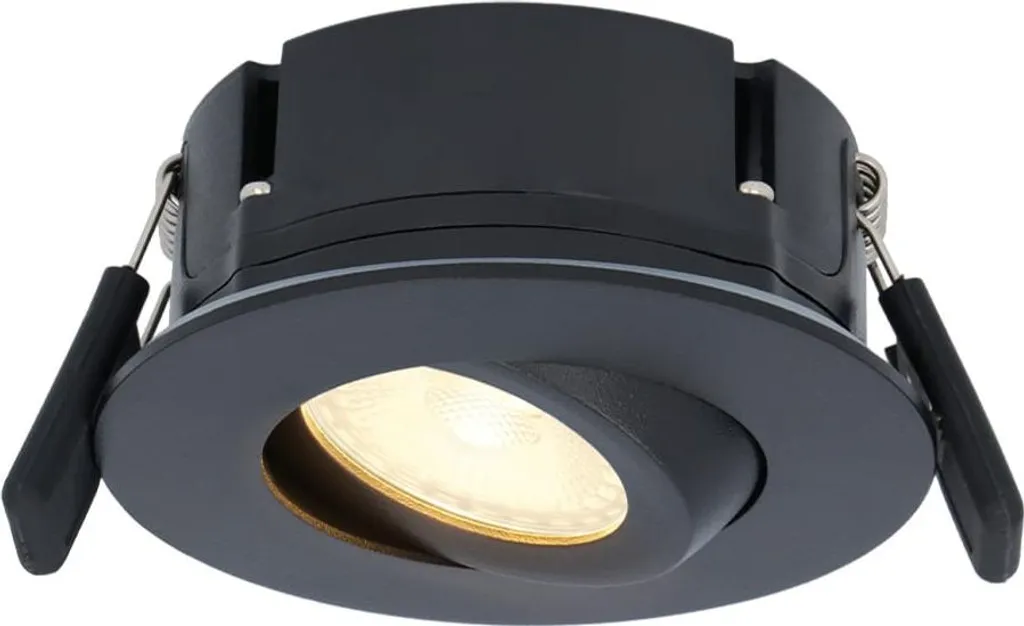 Spot LED Encastrable Faux Plafond IP65 Noir - Inclinable 8W 2700K