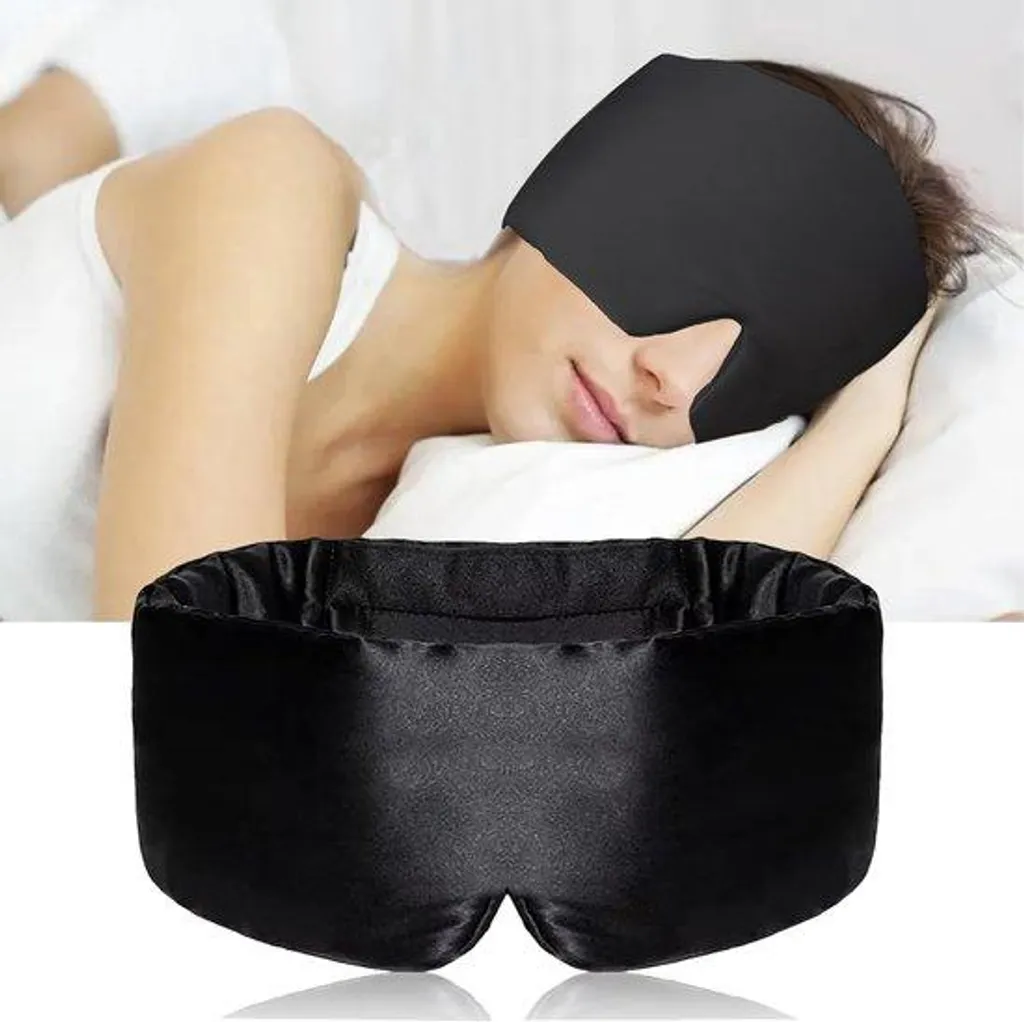 Masque de sommeil avec sangles ajustables - Motif nuages - Confort Noir
