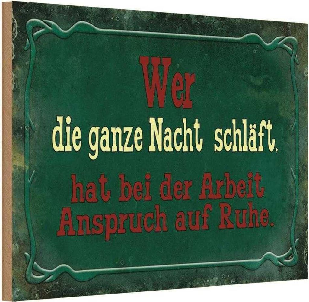 vianmo Holzschild 12x18 cm Arbeit wer ganze Nacht schläft
