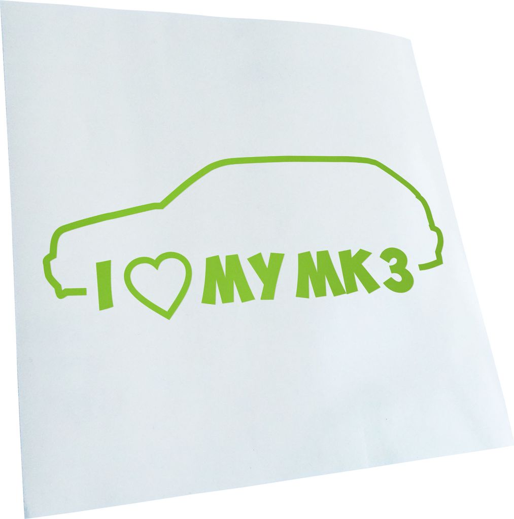Kiwistar - Autoaufkleber - I Love My MK3 Heckscheibenaufkleber - Aufkleber für Auto Kfz Fahrrad, LKW, Truck Mofa
