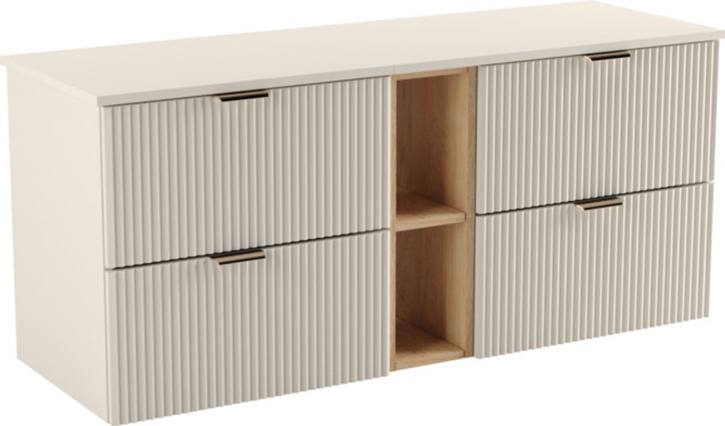 WENA Skříňka pod umyvadlo 140 cm, žebrovaná čela, kovové Obrázek produktu 1