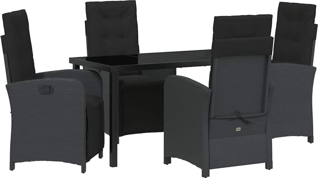 Garten Essgruppe mit Kissen 5 pcs Schwarz Poly-Rattan