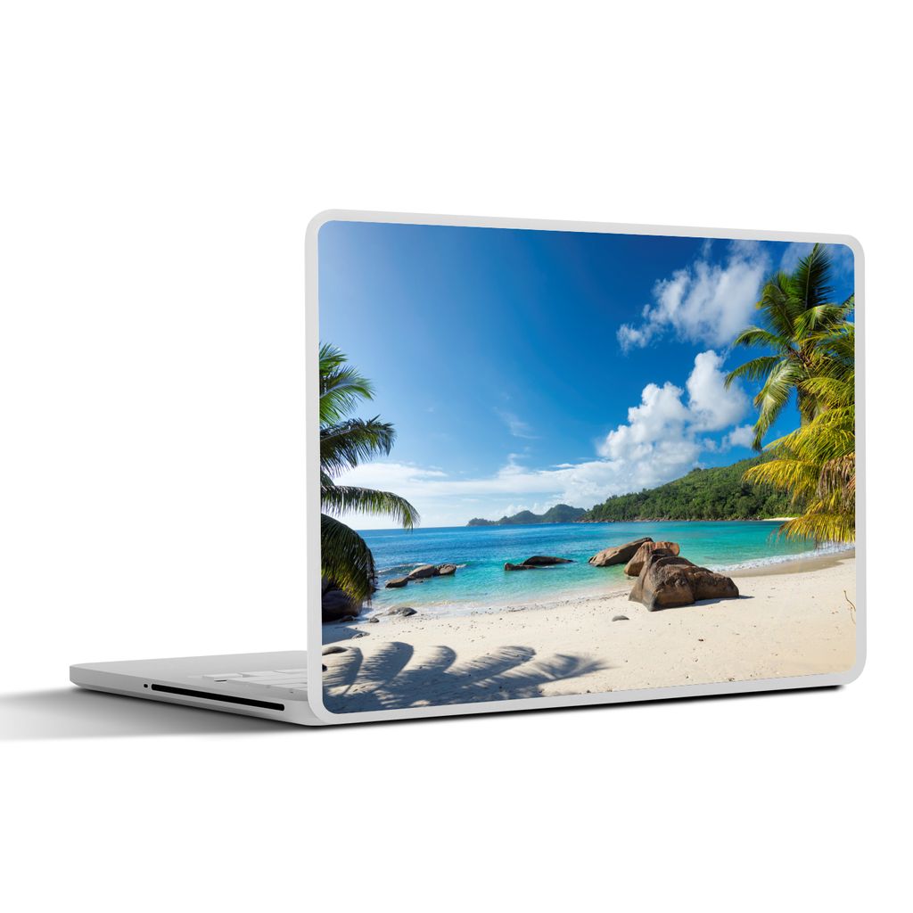 MuchoWow Laptop Aufkleber Sticker Cover Strand - Meer - Kieselsteine - Palme 30x22 cm - Laptop-Sticker