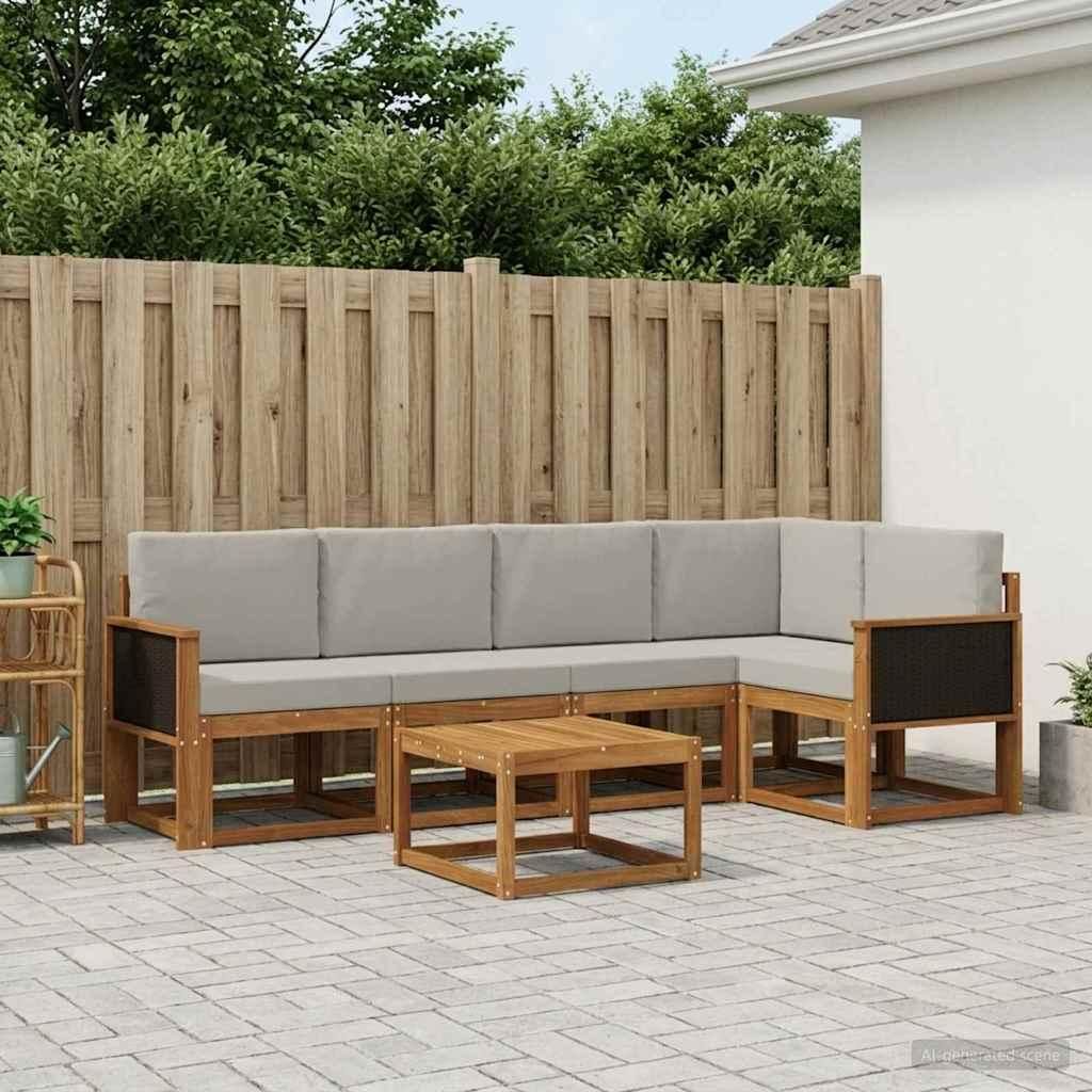 Möbel Outdoor-Sofagarnitur mit Kissen 6 pcs Natürlich und HellgrauGartensofas - Gartensofas c2189