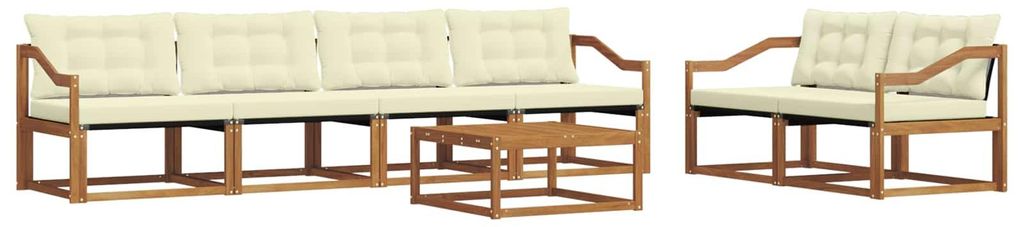 vidaXL Outdoor-Sofagarnitur mit Kissen 7 pcs Natur und Creme