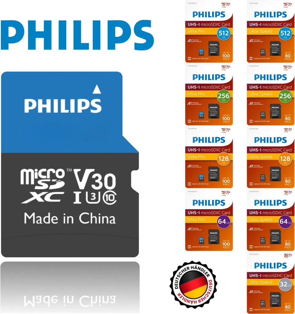 Philips Ultra Pro 256 GB - Scheda MicroSDXC Affidabile con Adattatore - 3