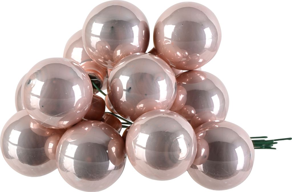 Weihnachtskugeln am Draht 2cm Glas 144 Stück - Rosa glänzend