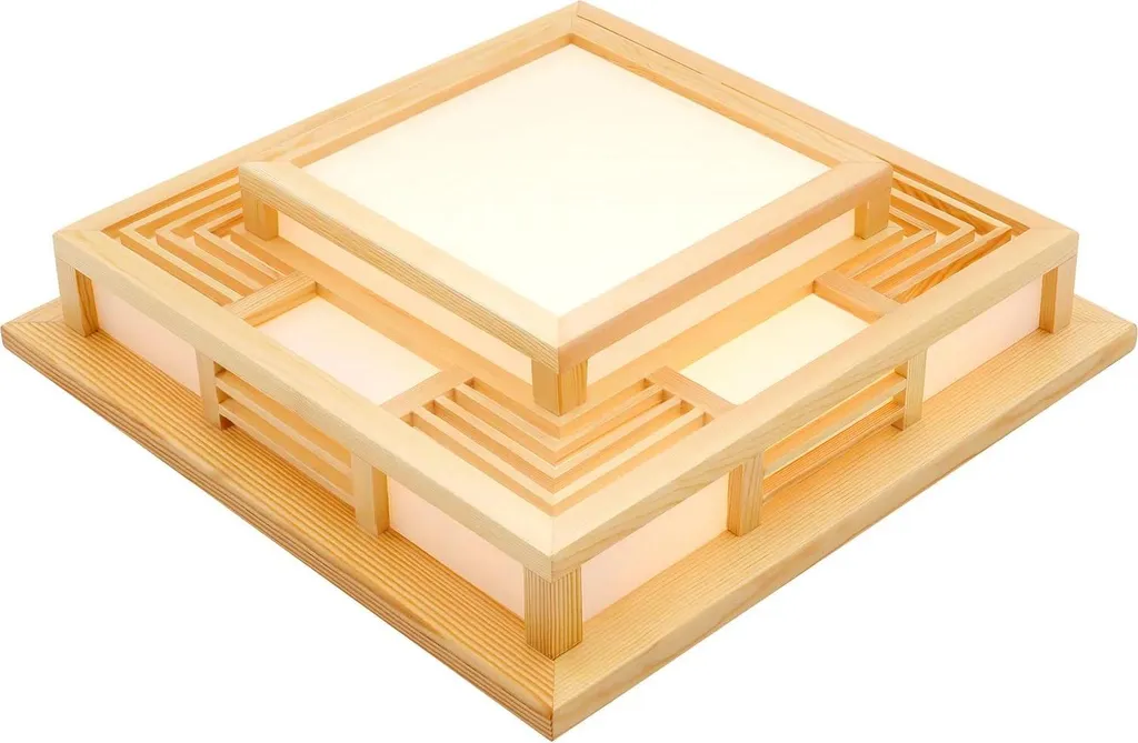 Plafonnier LED variable 45 cm - 3 couleurs de lumière et cadre en bois