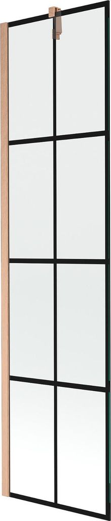 Mexen Next Badewannenwand 1-flügelig 50 x 150 cm, schwarzes Muster, gebürstetes Kupfer - 895-050-000-00-77-65