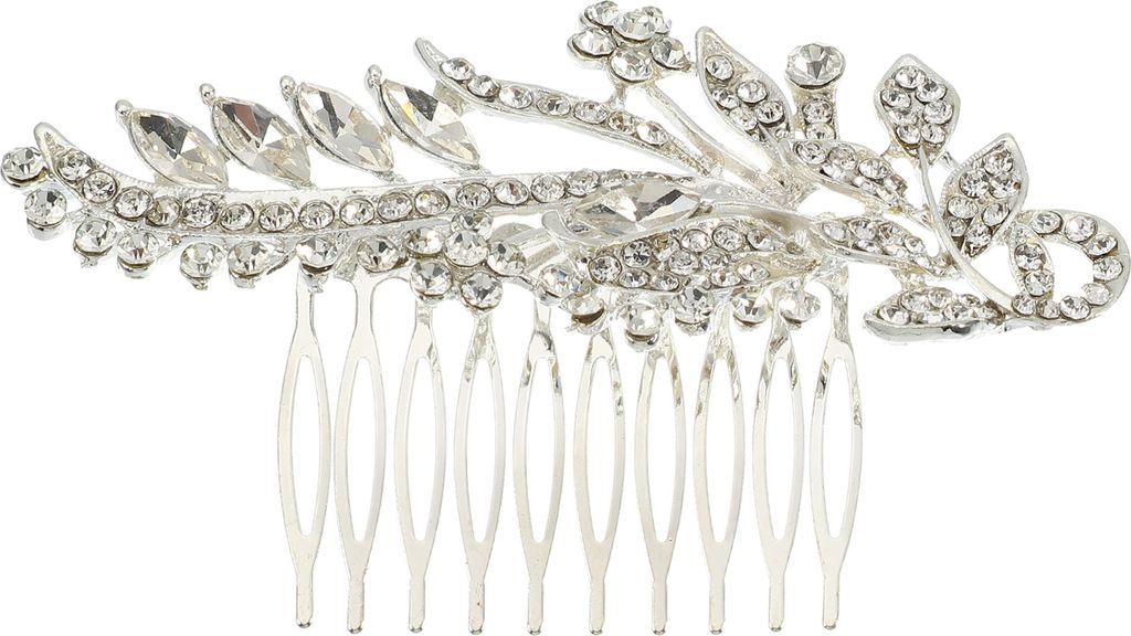 Strass Haarkamm für Brauthochzeit für Frauen Silber Ton 4.13"x2.36"