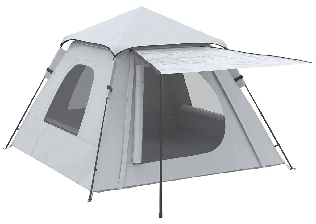 Tente pop-up spacieuse 210x210x150 cm avec toit ventilé coloris gris clair