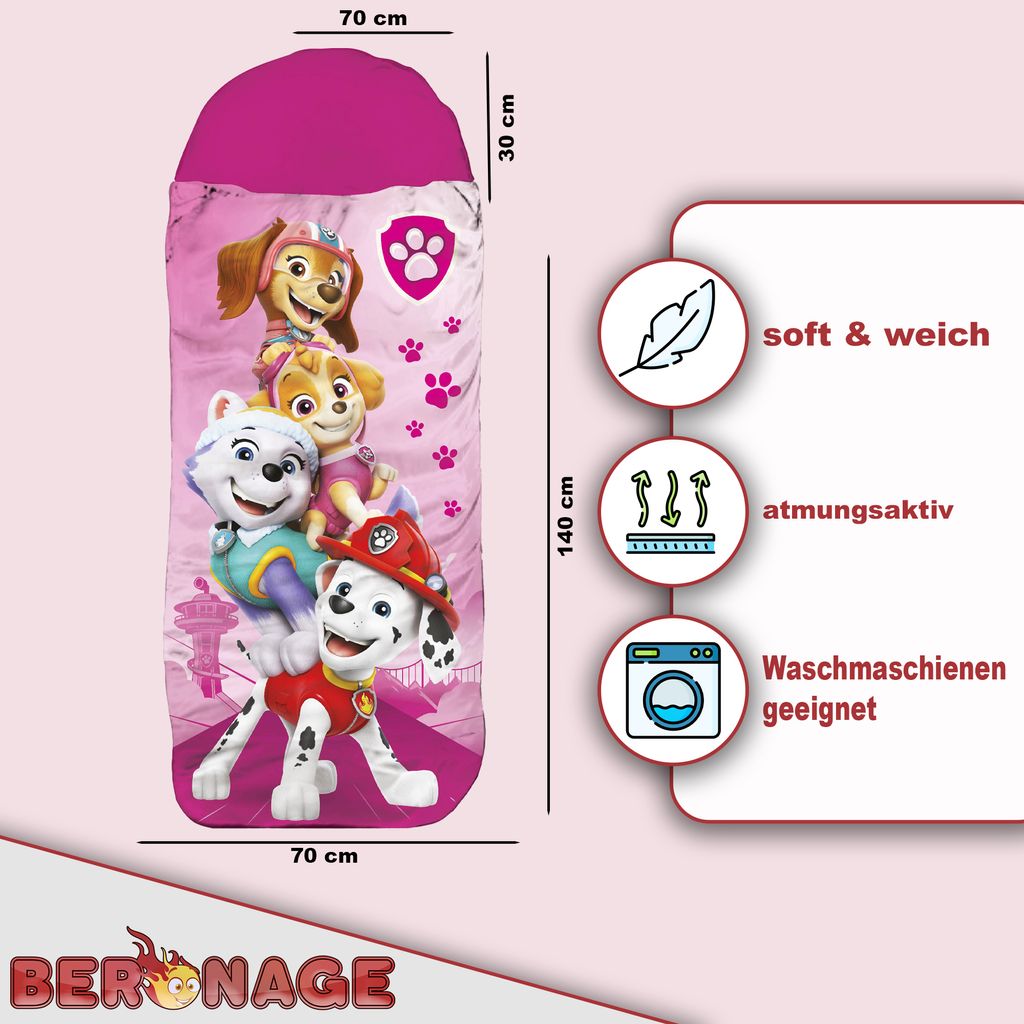 Paw Patrol Kinder-Schlafsack Pink 140 cm + 30 cm (Kapuze) x