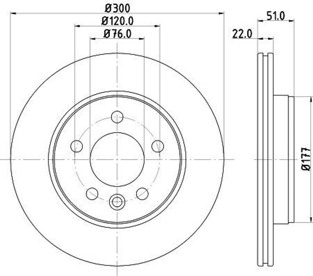 HELLA 8DD 355 125-571 - OE 2N0615601 Bremsscheibe für Amarok, Crafter (SX, SY), Crafter (SZ), Grand California (SC)