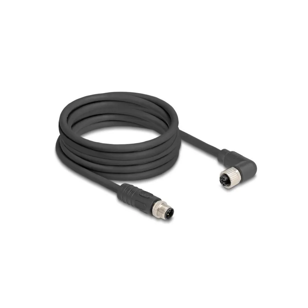 Delock M12 L-coded 4 Pin: Cavo Potenza 12A per Automazione 5m
