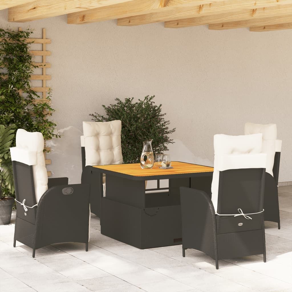 Design New Gartenmöbel Set Balkonmöbel-Set 5-tlg. Garten-Essgruppe mit Kissen Schwarz Poly Rattan - Gartenmöbelgarnituren Möbel2025 CHY7996183 ...