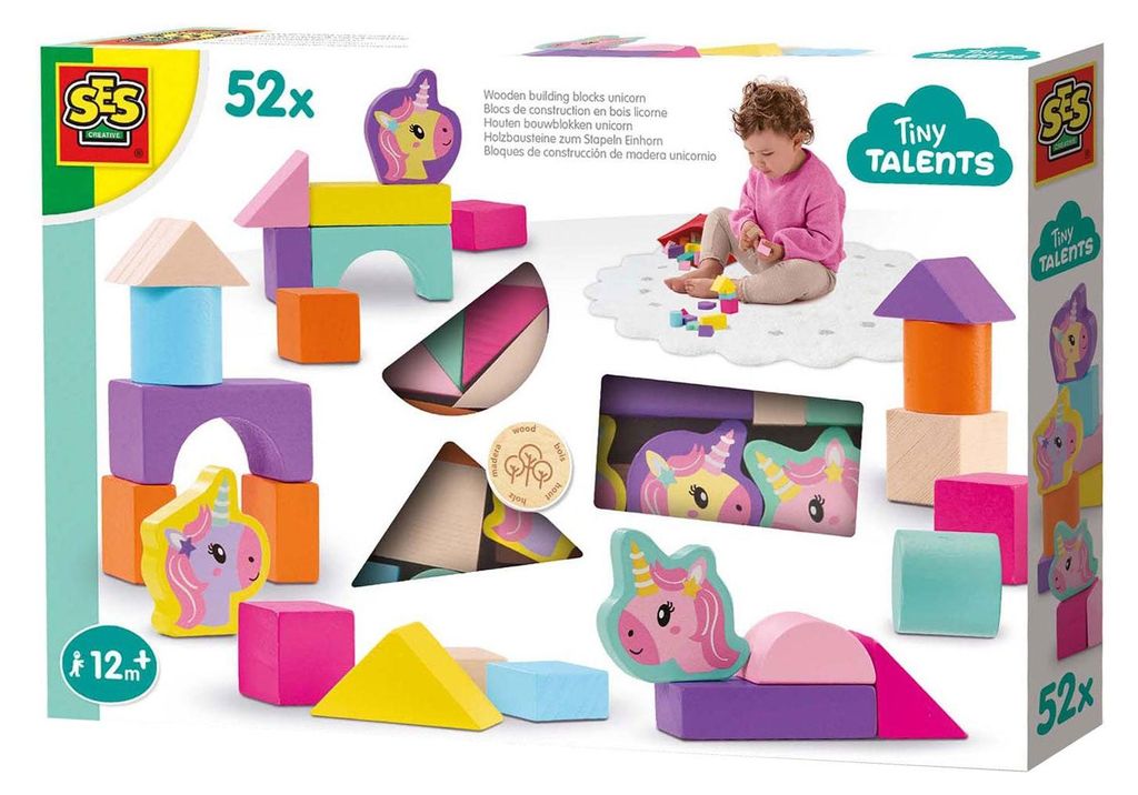 SES CREATIVE Holzbausteine Einhorn - 52 Teile 13251