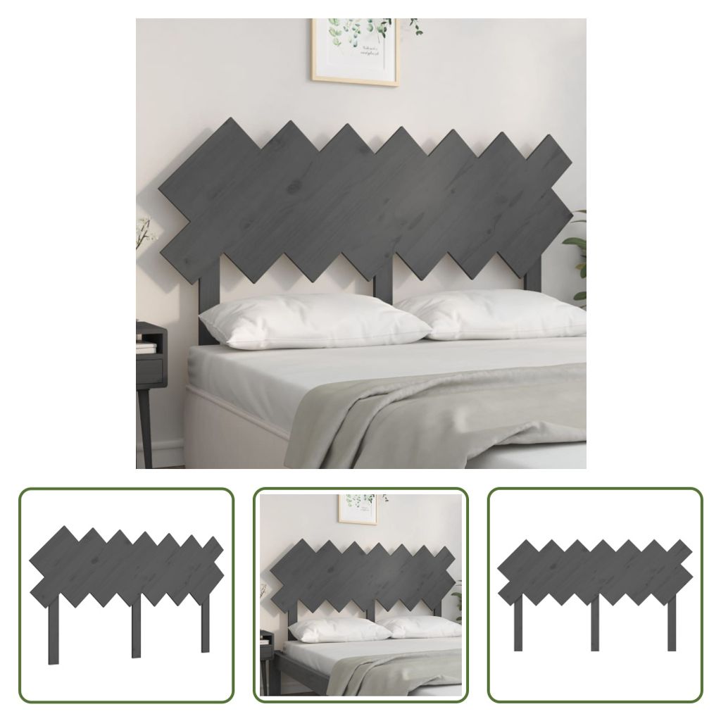 The Living Store Bett-Kopfteil Grau 141x3x80,5 cm Massivholz Kiefer