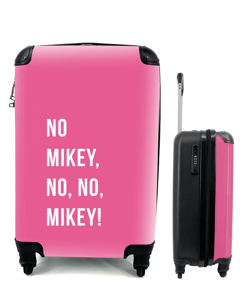 MuchoWow Koffer Handgepäck Trolley Rollkoffer Kleine Reisekoffer mit 4 Rollen - Zitate - Nein Mikey, nein, nein, Mikey! - Rosa - Cabin Size < 55...