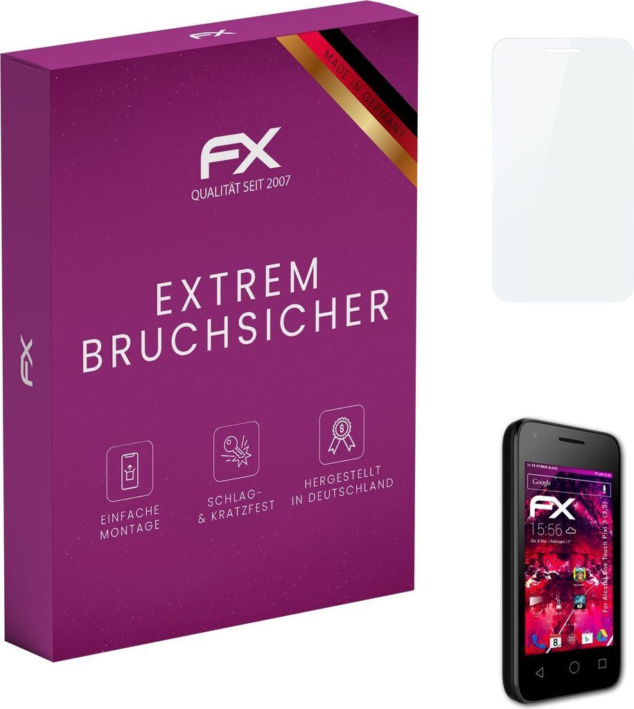 atFoliX FX-Hybrid-Glass Displayfolie kompatibel mit Alcatel One Touch Pixi 3 (3,5) Glasfolie