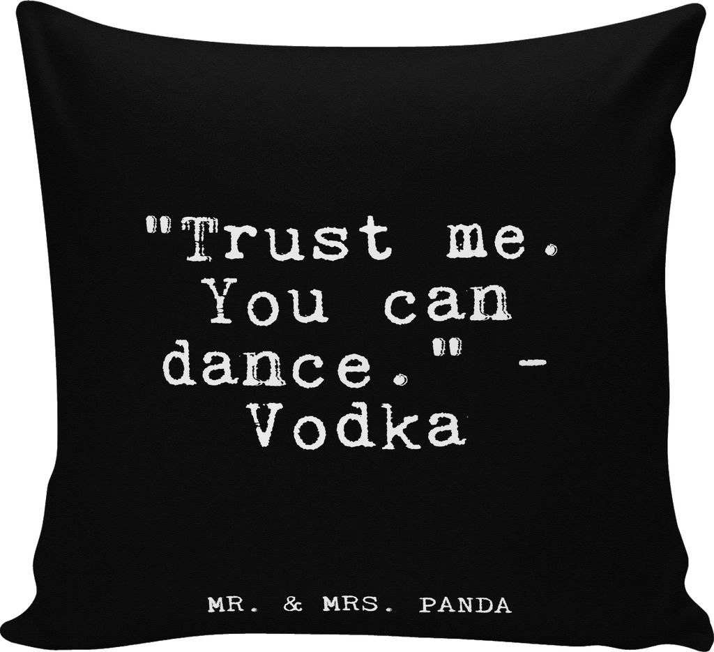 Mr. & Mrs. Panda Kissen 40x40 "Trust me. You can... - Schwarz - Geschenk, Trauzeugin, Polster, Lustige Sprüche, Freundin, bedruckt, Hochzeitsschil...